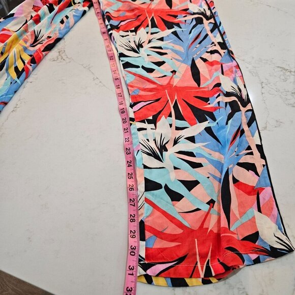 P.J. Salvage Size XL Tropical Staycation Palm Print Rayon Pants Colorful - Picture 8 of 9